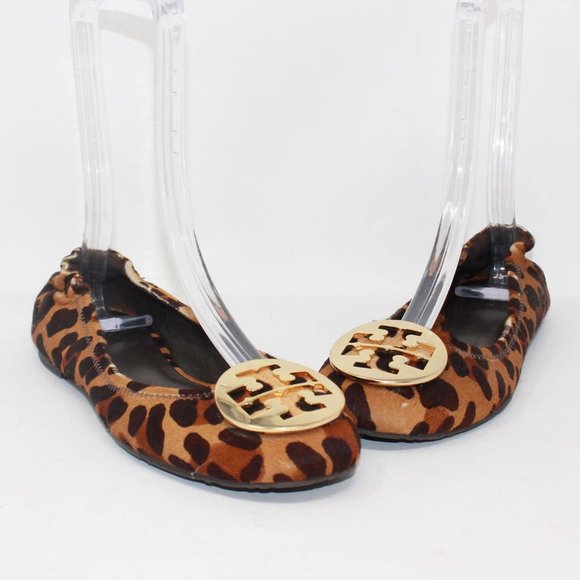 TORY BURCH #39313 Brown Leopard Print Flats (US 8 EU 38)